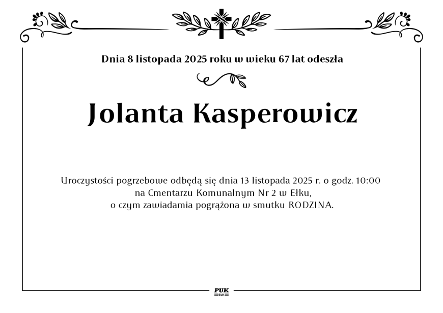 Jolanta Kasperowicz - nekrolog